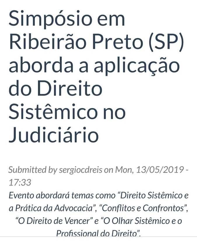 Vem ai o III Simpósio de Direito Sistêmico